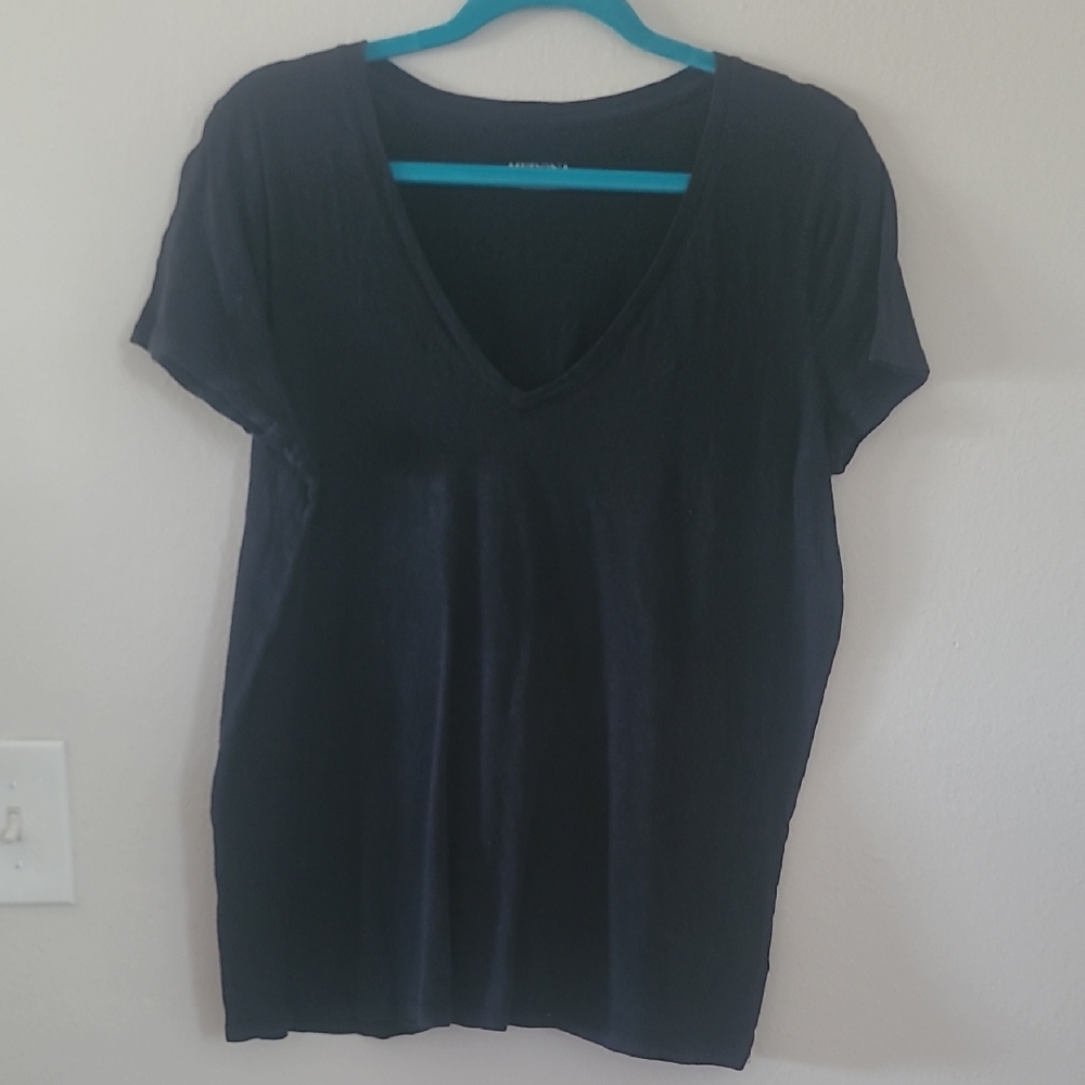 Merona Black V-Neck Short Sleeve Tee